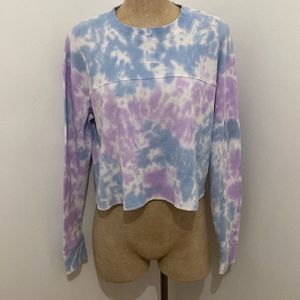 Wild Fable Blue/Purple Long Sleeve Tie-Dye Crewneck